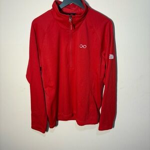 The North Face Men’s Large Red Quarter Zip Pullover Infinity Logo Front Back